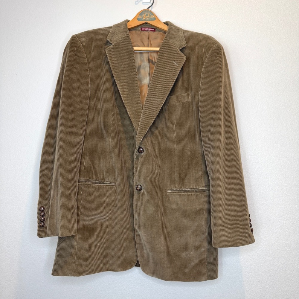 Covington Mens 46R Brown Corduroy Blazer Two Button Lined Sport‎ Coat Jacket